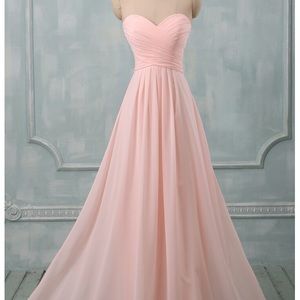 Blush pink, chiffon, bridesmaid dress.